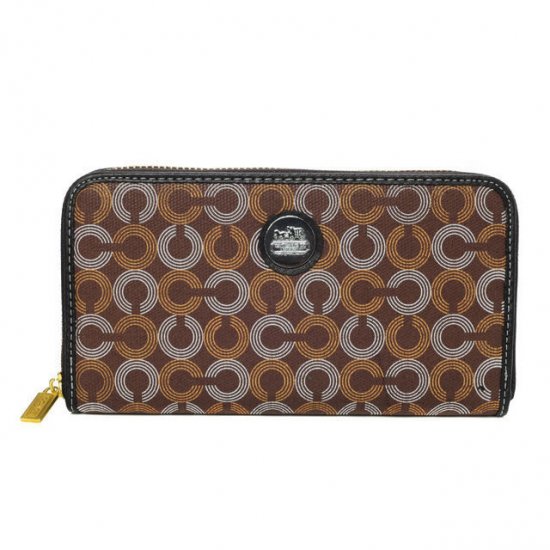 Coach Op Art Large Brown Wallets DVX - Click Image to Close